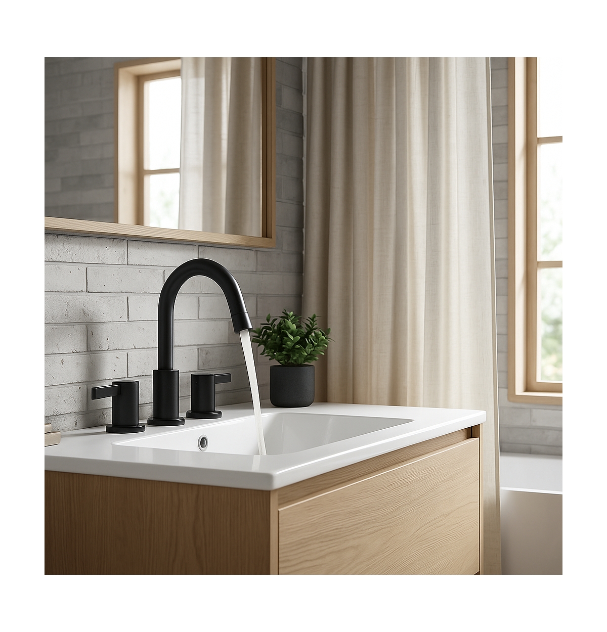 Phying 8-Inch Widespread Bathroom Faucet, 2-Handle 3-Hole with 360degree(s) Pull-Down Sprayer and Pop-Up Drain, Brushed Nickel