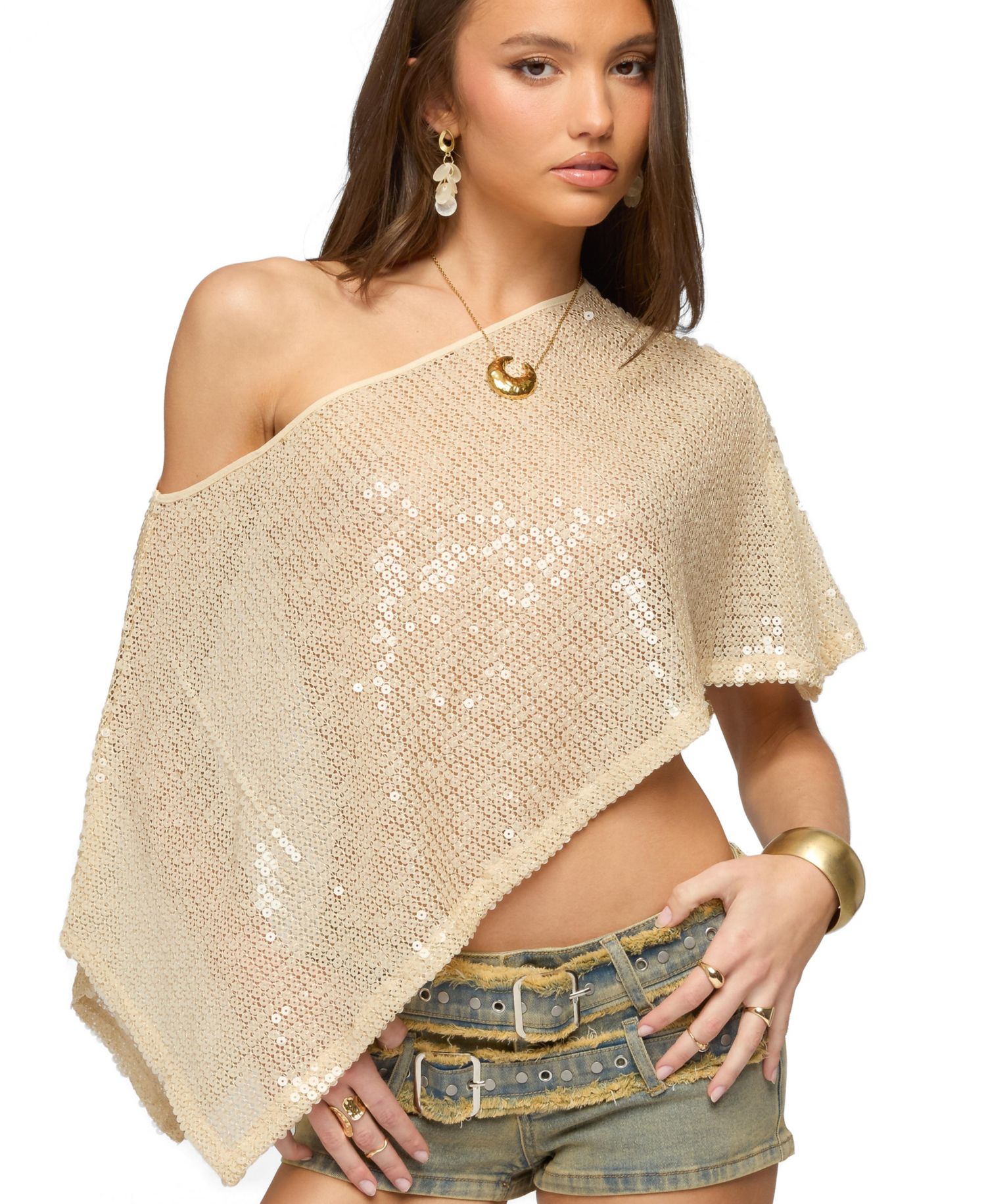 Women's Alanna Sheer Sequin Poncho