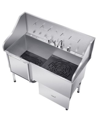 61 inch 304 Stainless Steel Dog Washing Station Low Slope Ramp Storage