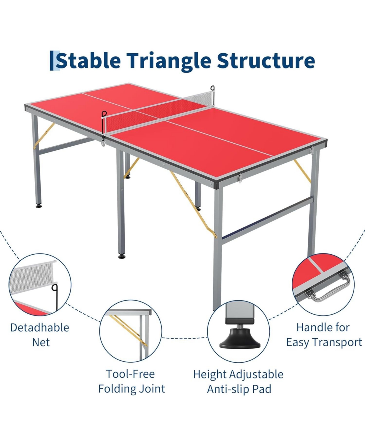 Xo 6x3 Ft Folding Ping Pong Table Set, Portable Table Tennis Table with Net, Paddles and Balls, Space-Saving Indoor Outdoor Game Table