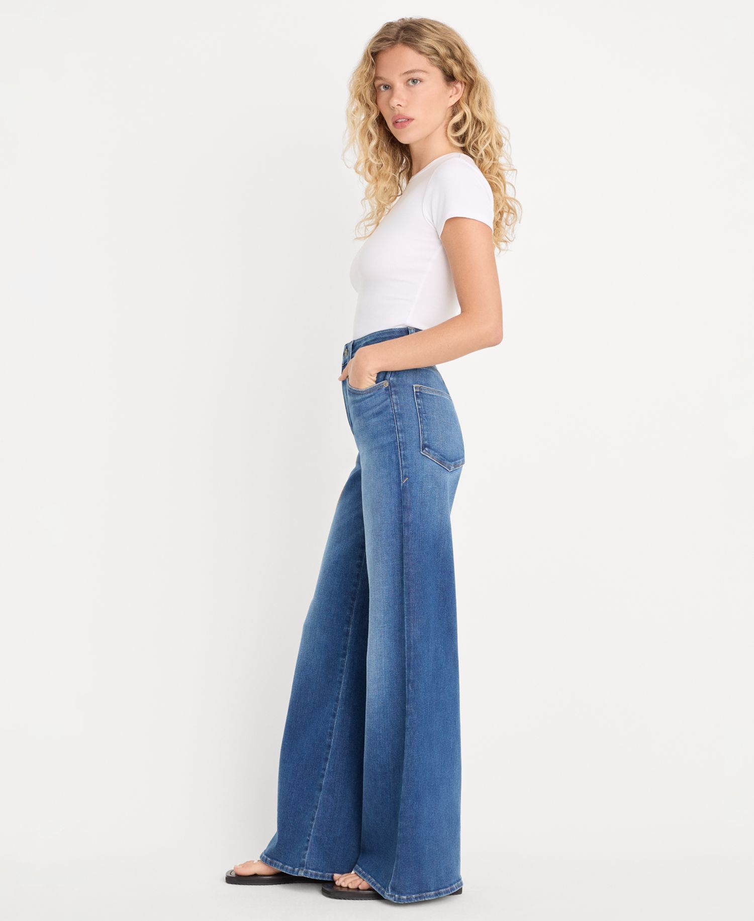 Petite Soft Tech Good Waist Palazzo Jeans