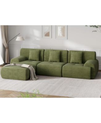 Corduroy Fabric Sectional Sofa Set with Chaise for Living Room Apartment