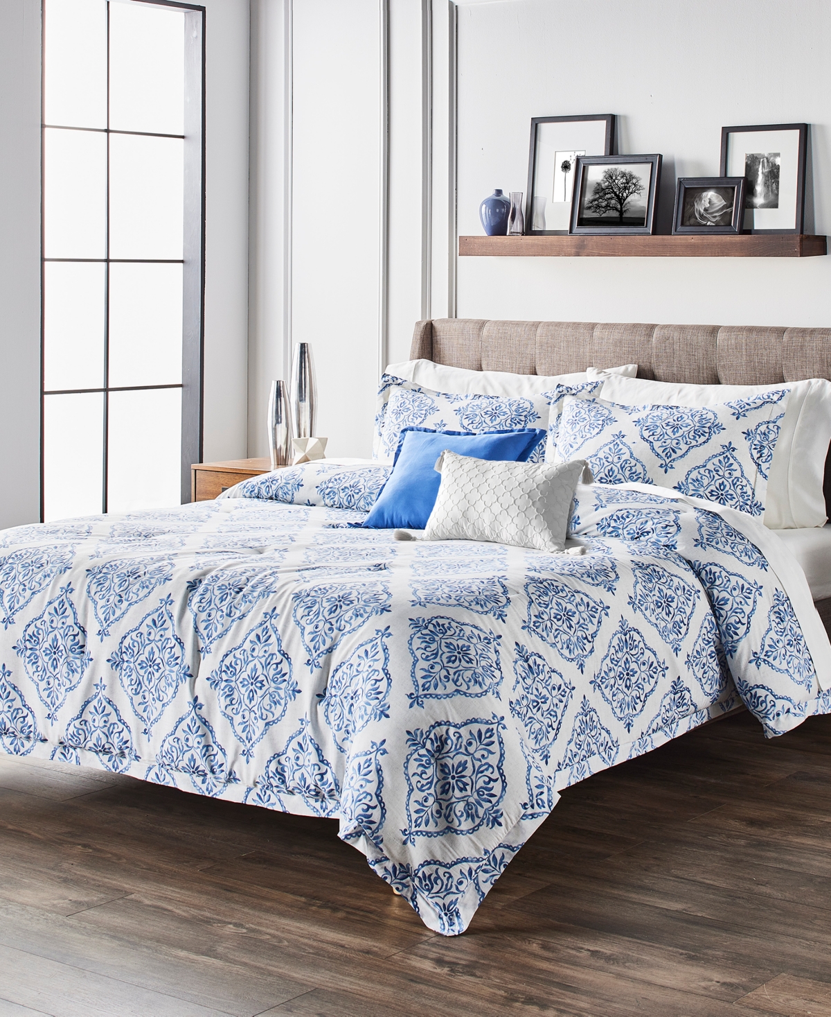 Anne Klein Louisa Rayon Blend 5-Piece Comforter Set, Full/Queen