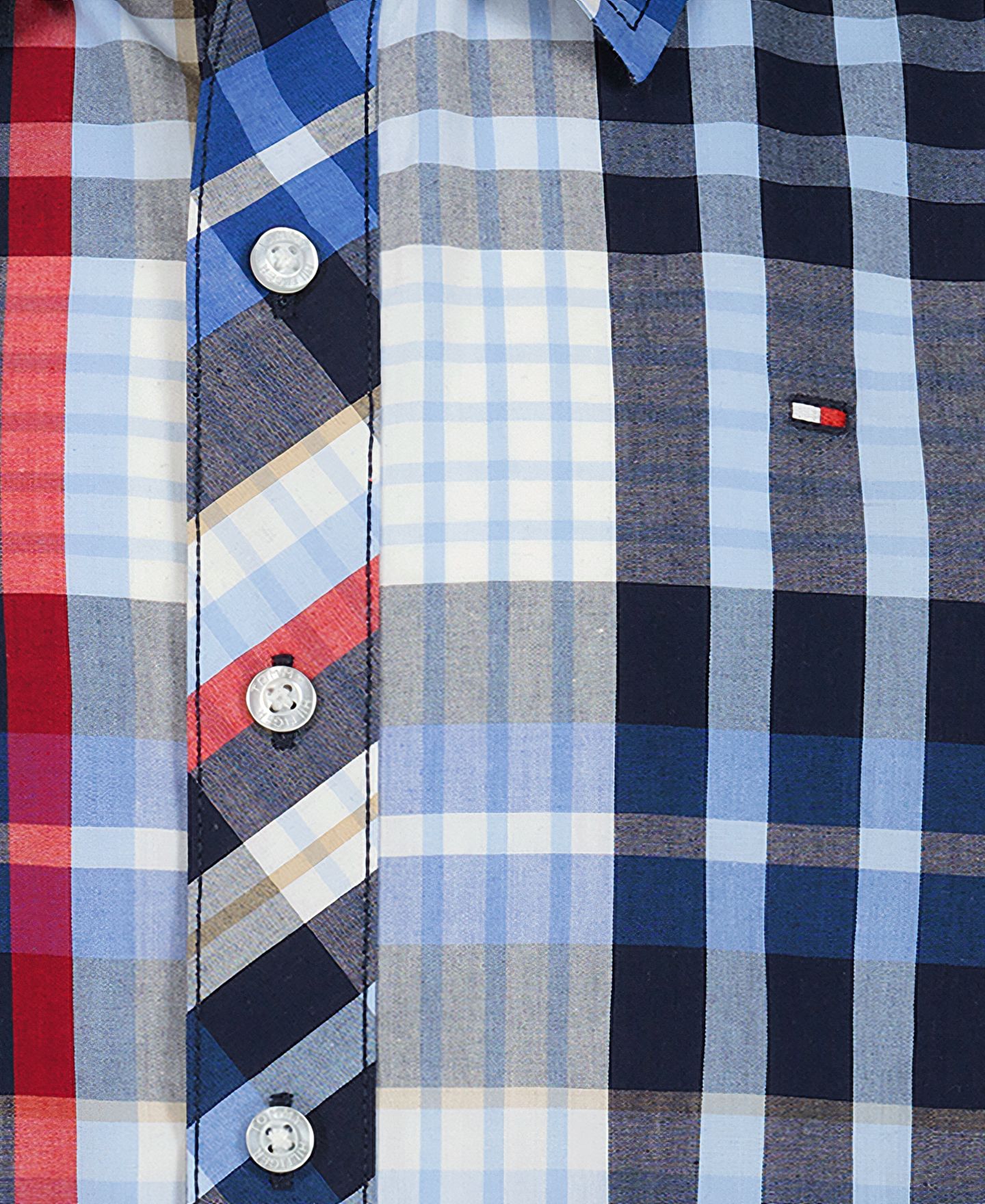 Рубашка Tommy Hilfiger Plaid Short-Sleeve Button-Front Shirt для мальчиков, цвет: Тёмно-синий — фото 5
