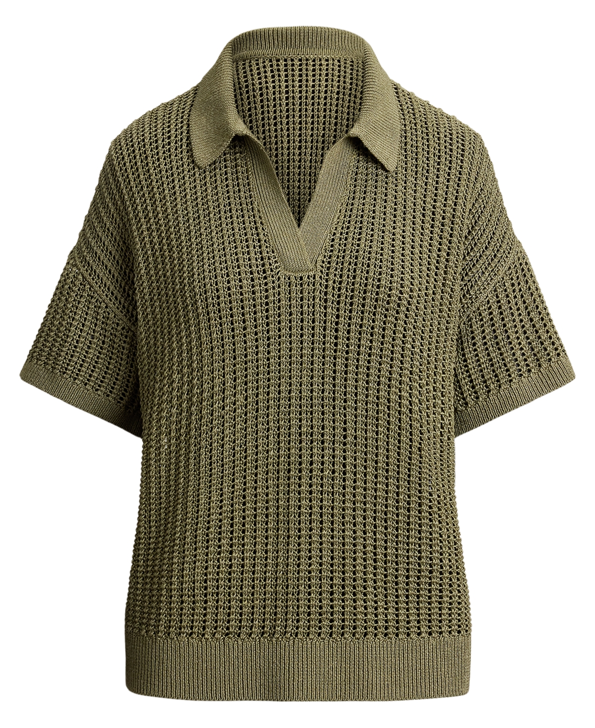 Lauren Ralph Petite Mesh Short-Sleeve Sweater