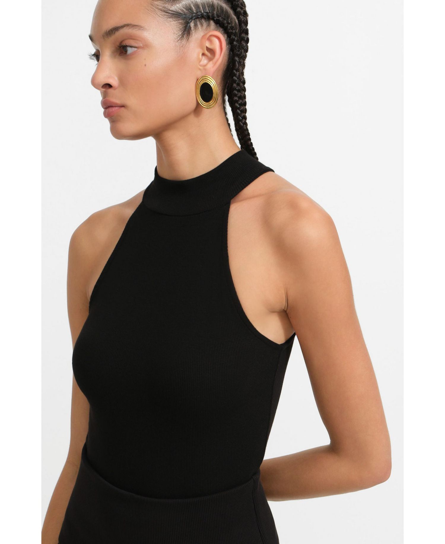 Women's Doris Sleeveless High Mock-Neck Halter Bodysuit