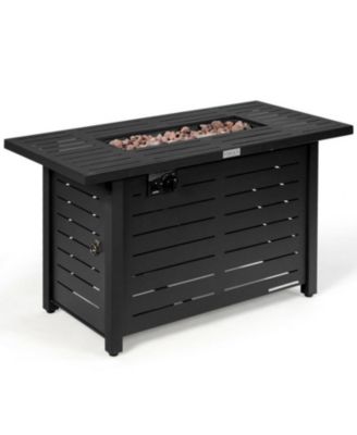 42 Inch 60 000 BTU Rectangular Propane Fire Pit Table with Waterproof Cover