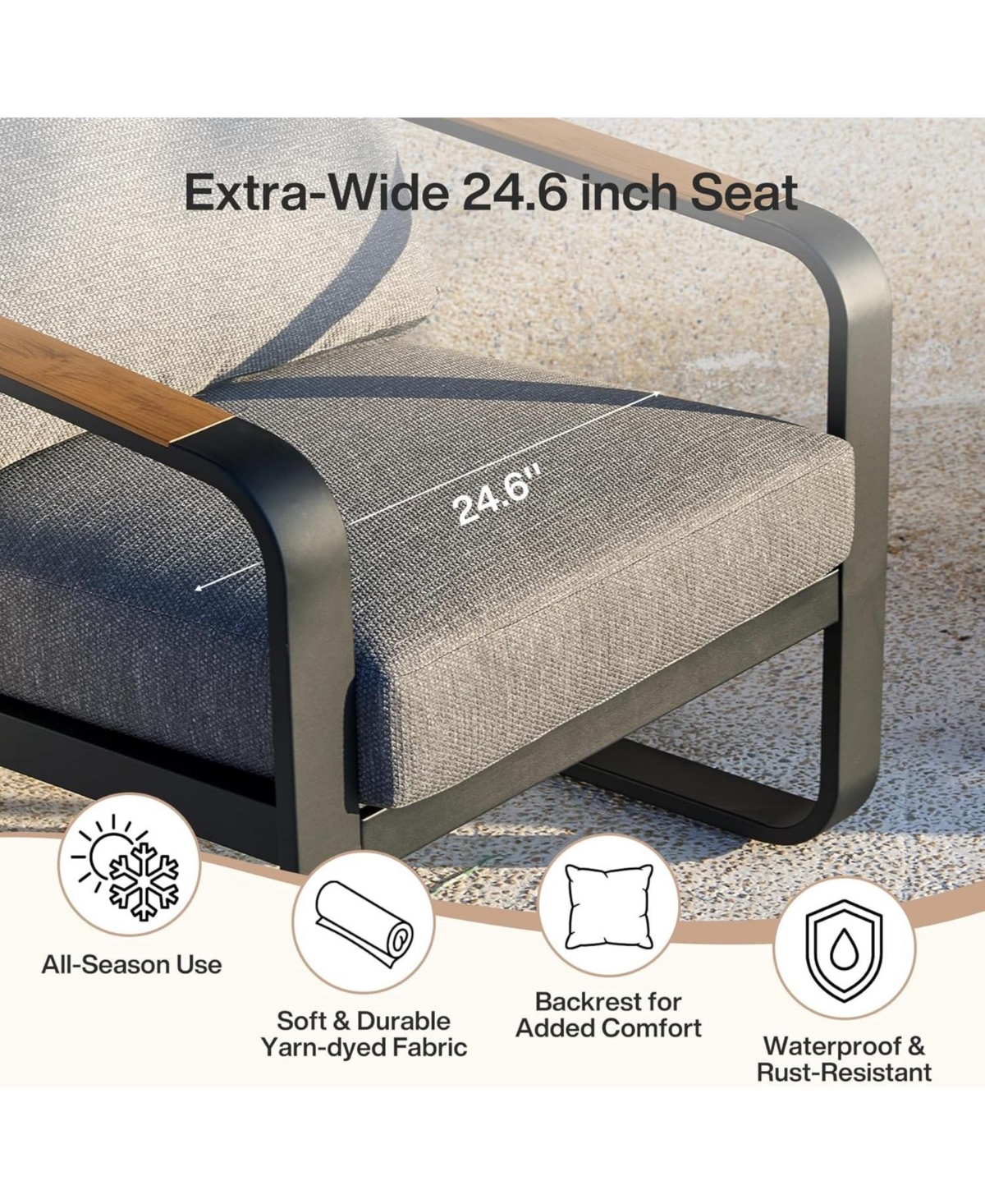 Tribesigns 5-Piece Outdoor Patio Furniture Set with 2 Chairs, 1 3-Seater Sofa, 1 Coffee Table and 1 Side Table