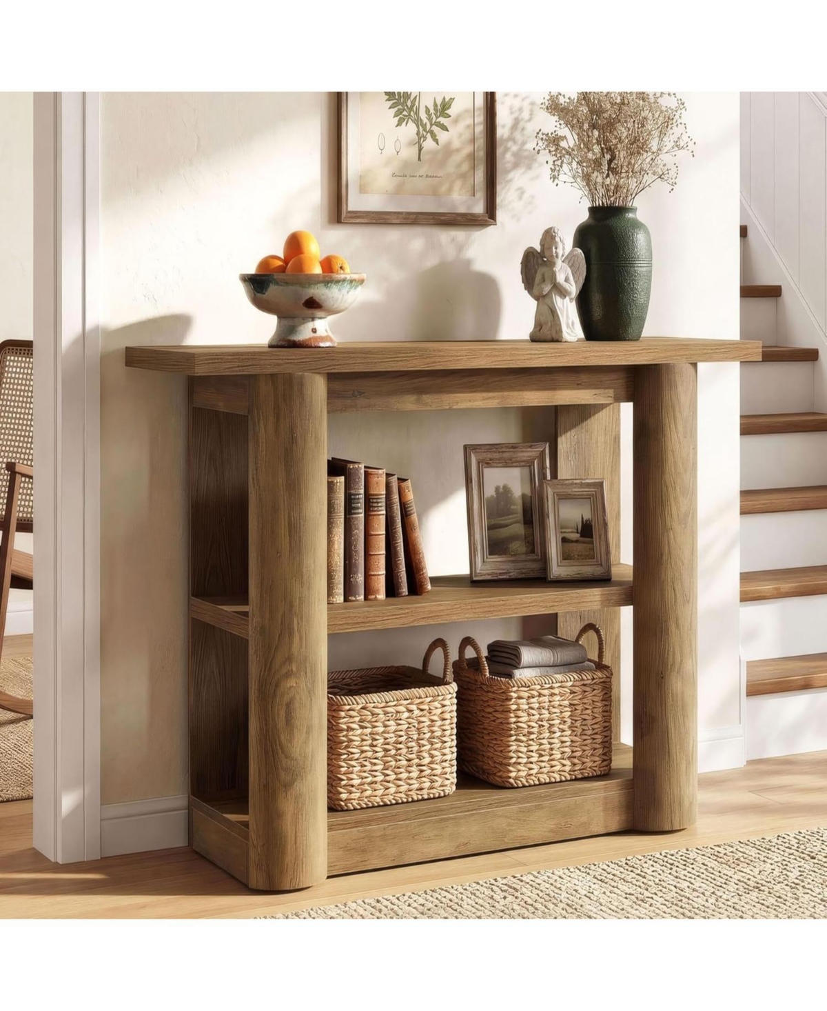 Tribesigns 3-Tier Console Table, 42-Inch Farmhouse Small Entryway Table with Shelves for Hallway, Living Room, Foyer, Easy Assembly