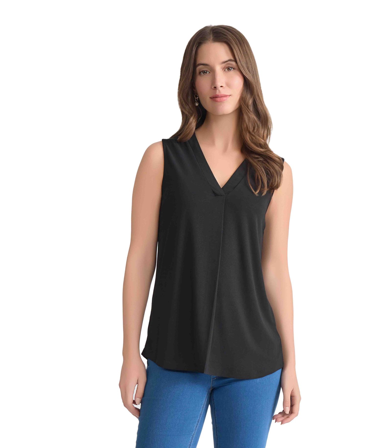 Women's Crepe Sleeveless V-Neck Top