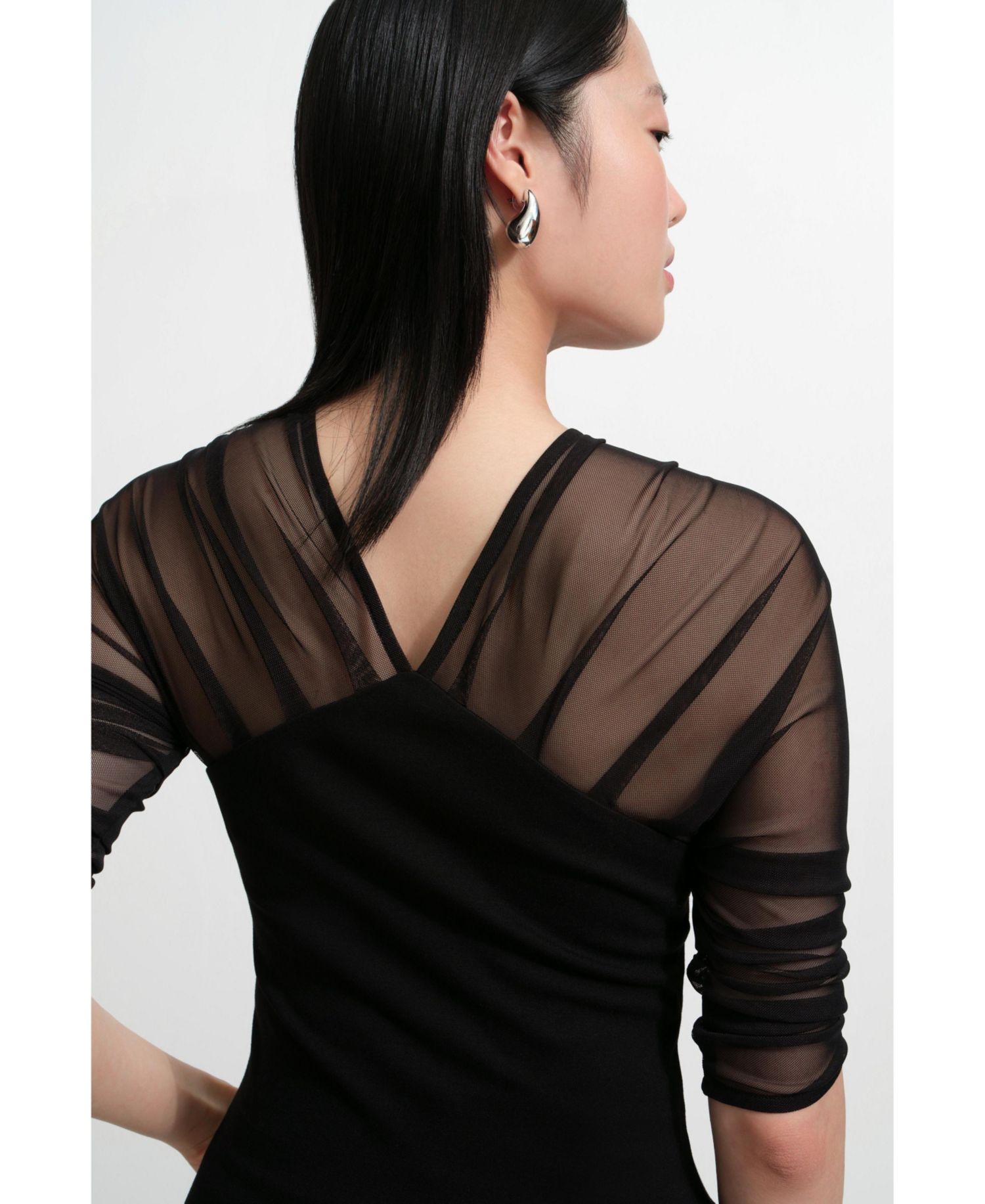 Women's Reva Sheer Mesh-Sleeve Evening Top