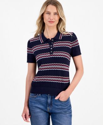 Women's Short-Sleeve Polo Sweater