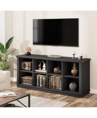 8 Cube Farmhouse Book Shelf, 2-Tier Storage Freestanding Bookcase Cabinet for Living Room, Entryway, Office