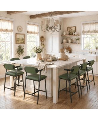 Set of 4/6/8 Counter Height Bar Stools with Soft Back and Armrests, Chairs with Footrest and Heavy Duty Metal Frame for Kitchen Island