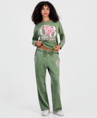 Juniors' Sweet Flowers Fleece Sweatpants