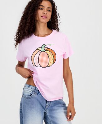 Juniors' Pumpkin Patchwork T-Shirt