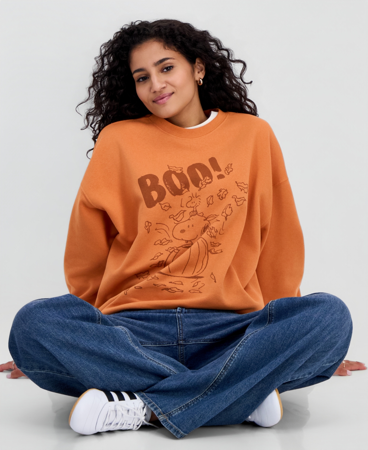 Peanuts Juniors' Snoopy Pumpkin Graphic Print Sweatshirt