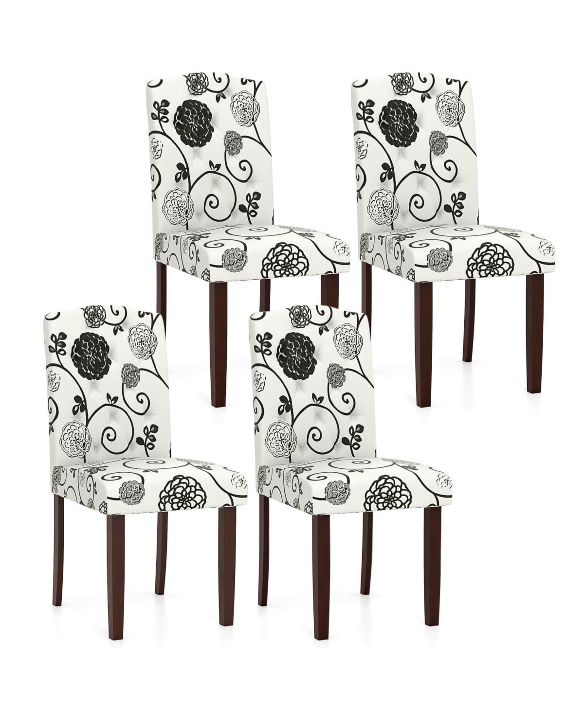 Costway Wooden Dining Chair with Rubber Wood Legs Padded Seat S Springs