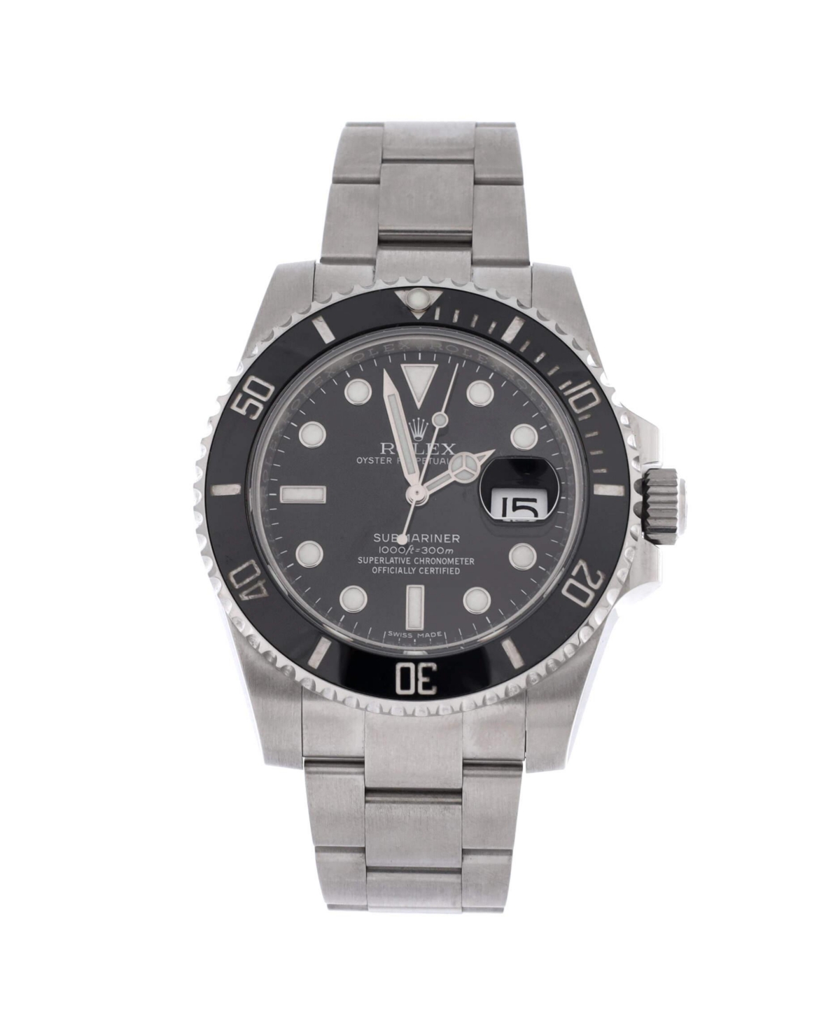 PreOwned Rolex Oyster Perpetual Submariner Date Automatic Watch in Stainless Steel and Cerachrom 40mm  Dial color black