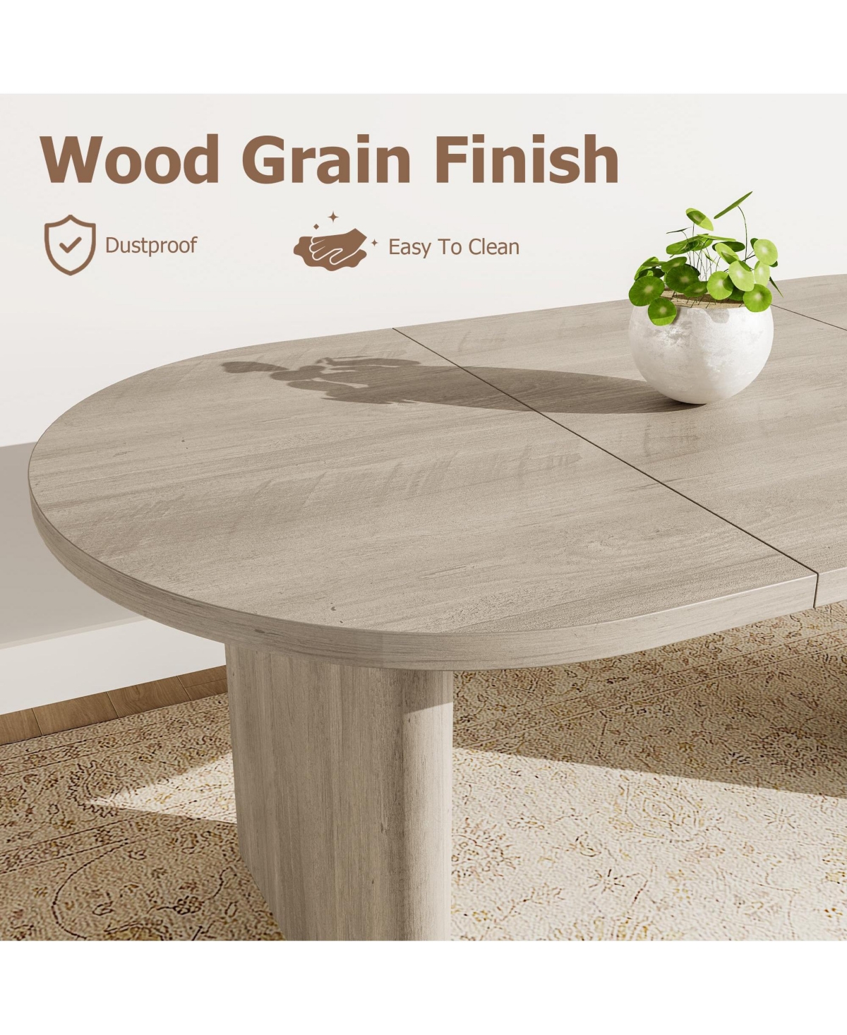 gaomon 70.8" Wood Kitchen Oval Dining Table for 4-8 for Kitchen, Living Room, Reception Area