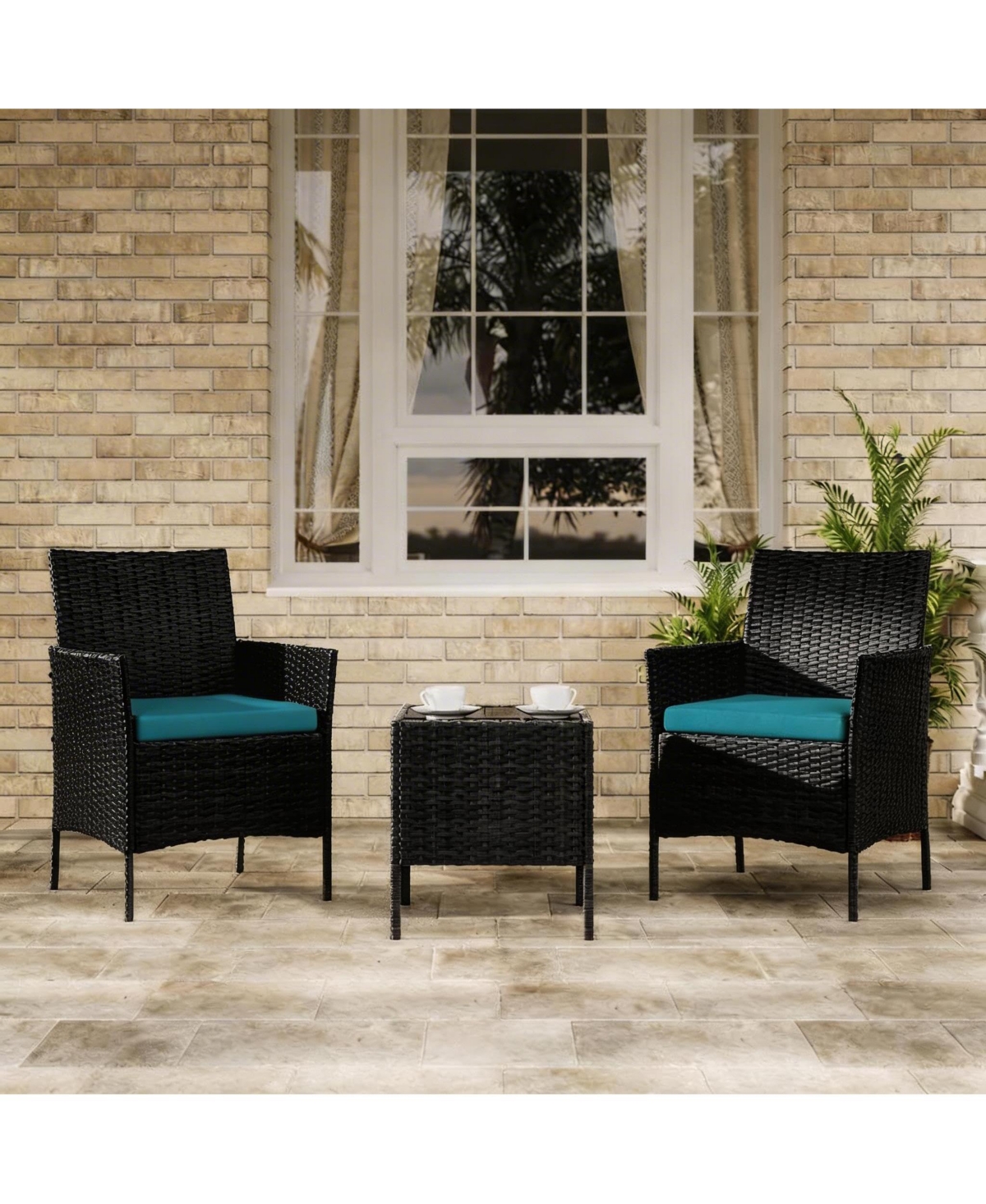 gaomon 3-Piece Outdoor Furniture Set, Pe Rattan, All-Weather Patio Set for Garden Backyard Porch