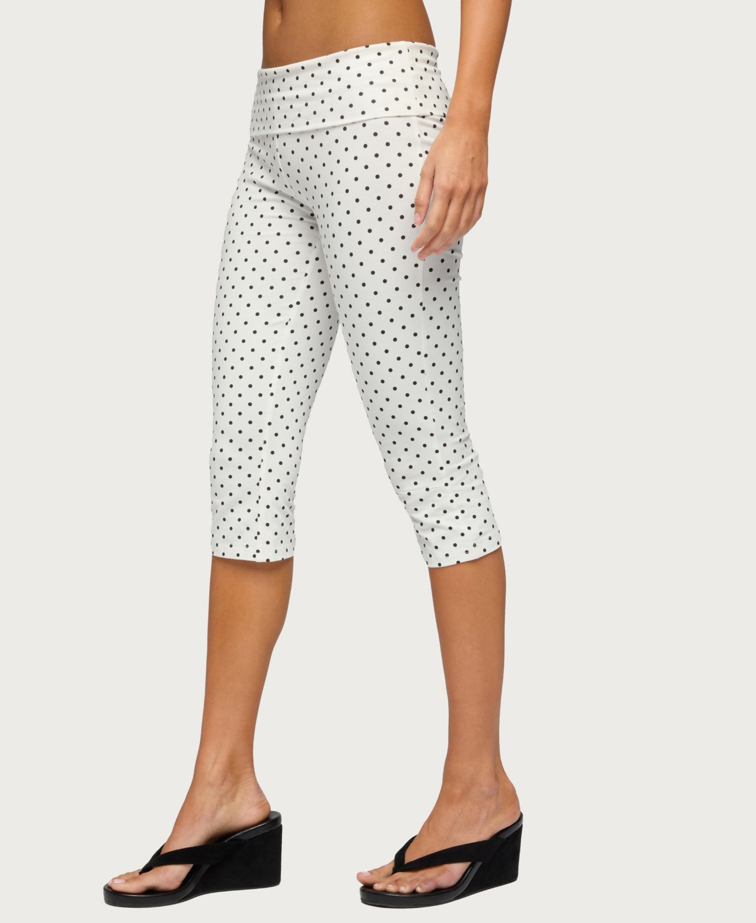 Women's Eloisa Polka Dot Foldover Capri Pants