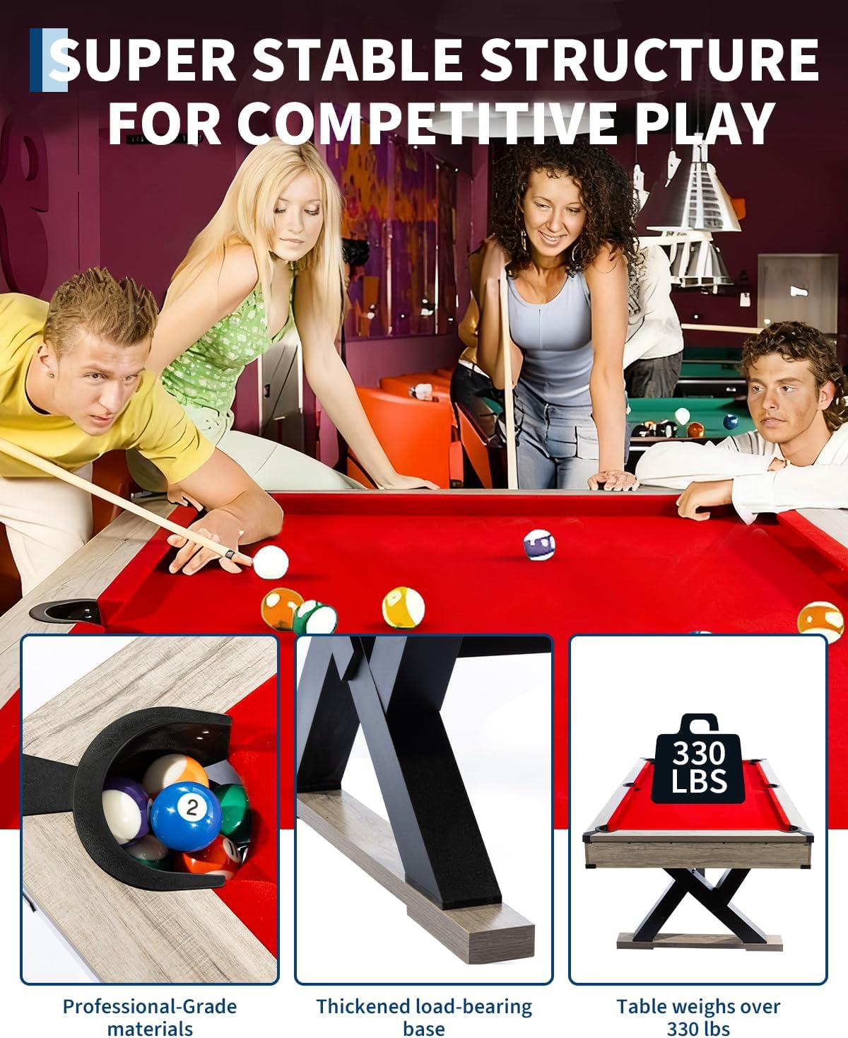 Xo 7FT Pool Table Set, Billiard Table with Cues, Balls, Chalk and Accessories, Heavy Duty Game Table for Home