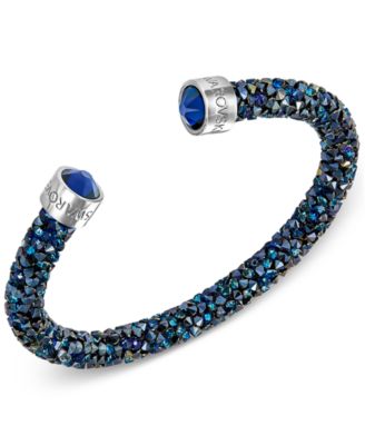 Swarovski - Silver-Tone Black Crystal and Crystaldust Open Cuff Bracelet
