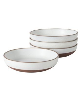 William Crest 4 Piece Dinner Bowl Set, 8.5 inch Round Reactive Stoneware Bowls, Large Soup, Pasta & Salad Bowls
