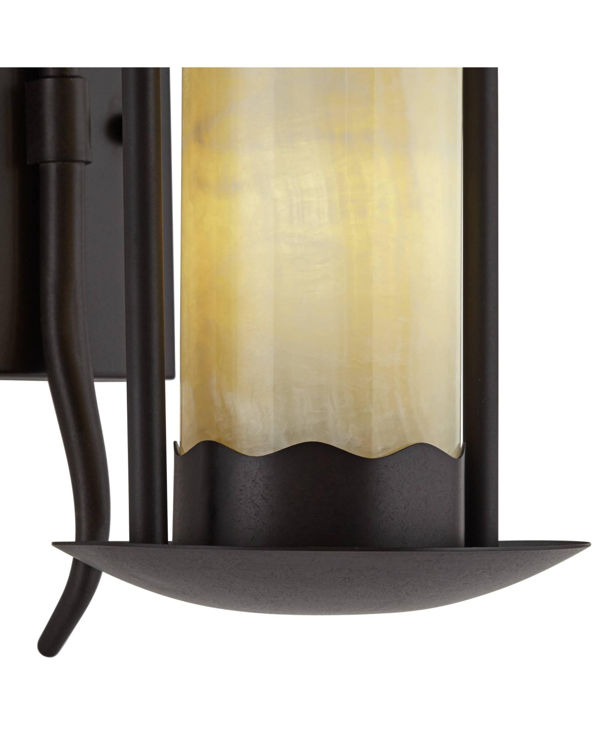 Franklin Iron Works Rustic Wall Light Sconces Set of 2 Hardwire 6 1/2" Fixture Faux Candle for Bedroom Bedside Living Room Hallway