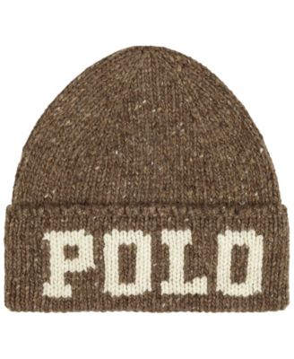 Men's Knit Tweed Polo Beanie Hat