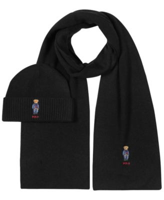 Men's Denim Bear Beanie and Scarf, 2-Piece Set