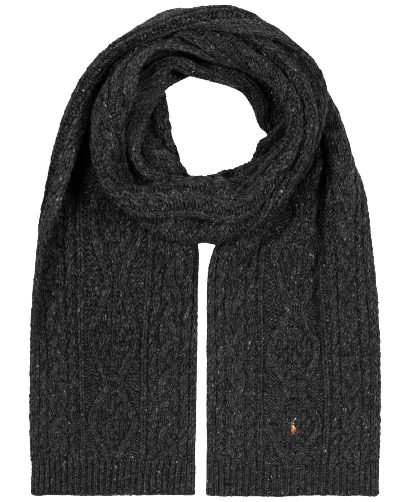 Мужской шарф Polo Ralph Lauren Wool Blend Aran Tweed, цвет: Угольный — фото 2