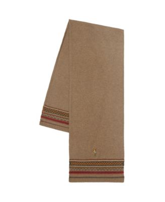 Men's Wool Blend Red Rocks Bear Fair Isle Scarf