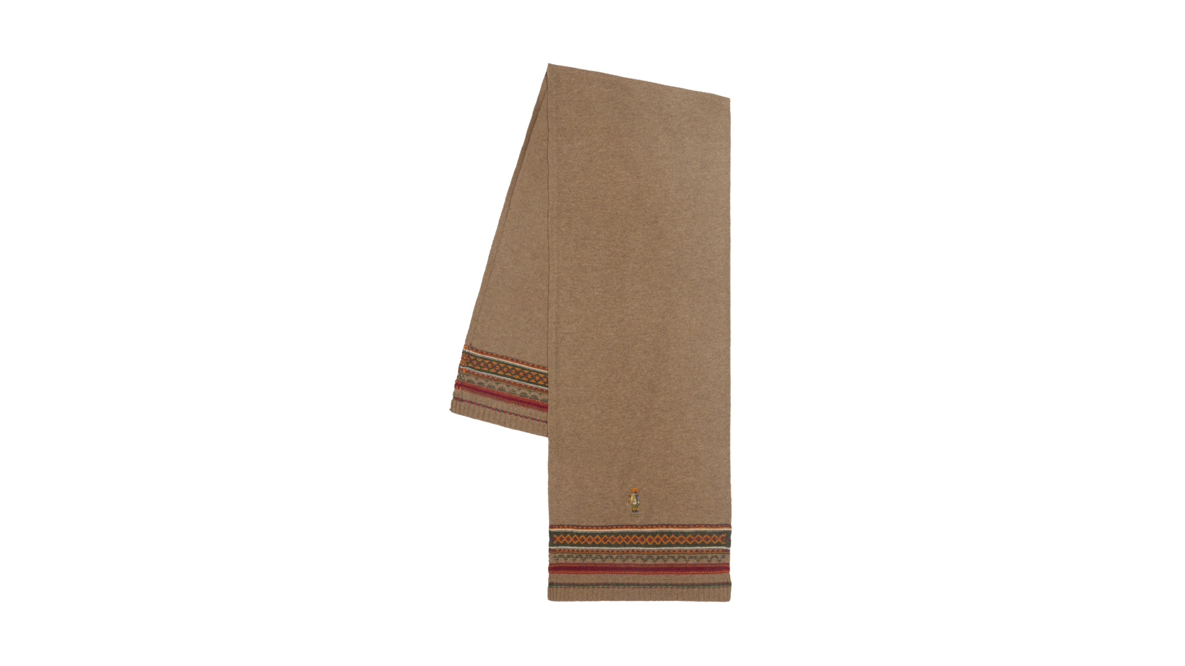 Polo Ralph Lauren Men's Wool Blend Red Rocks Bear Fair Isle Scarf