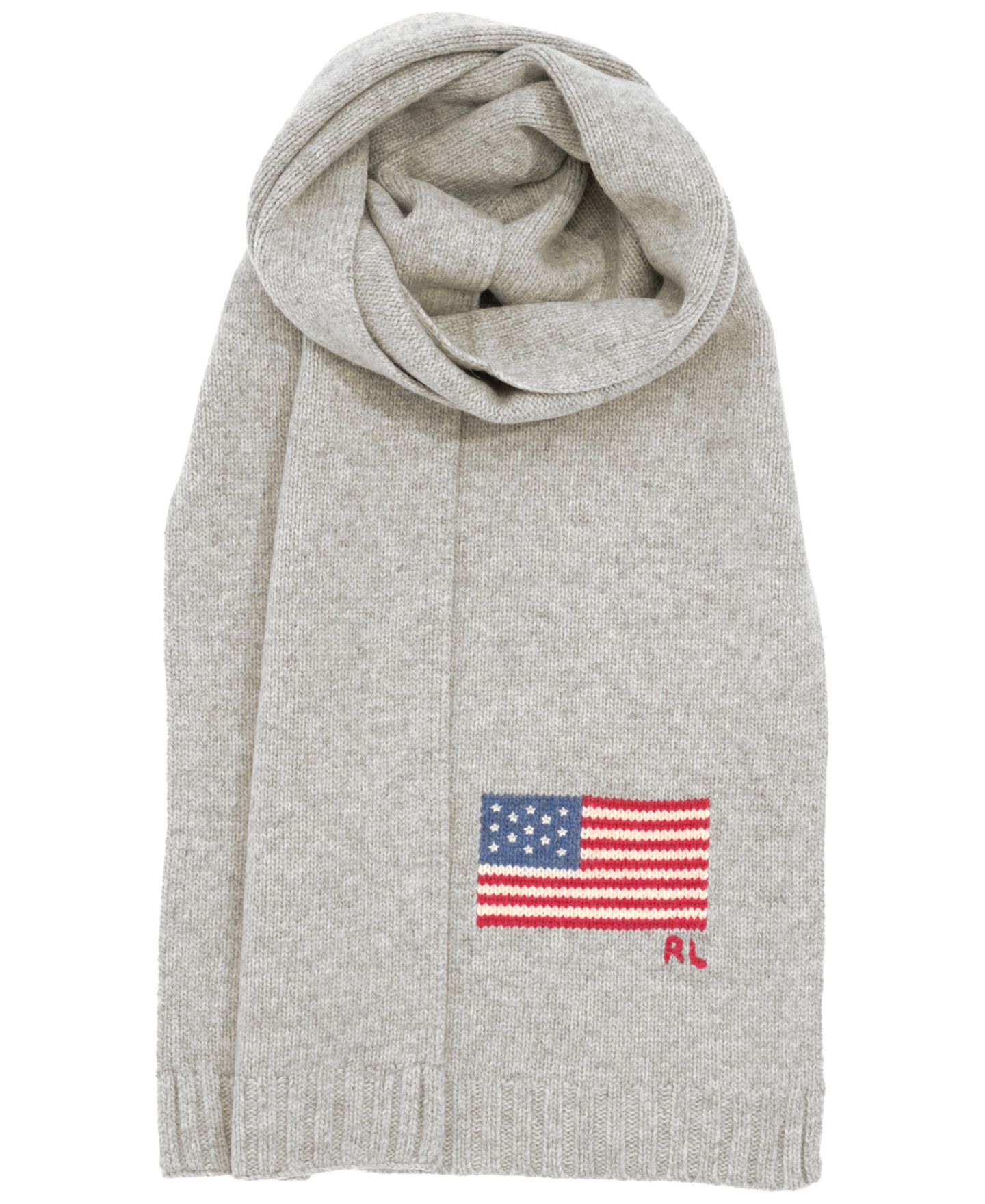 Мужской шарф Polo Ralph Lauren Wool Blend RL Flag Knit, цвет: Меланжевый, вариант 1 — фото 2