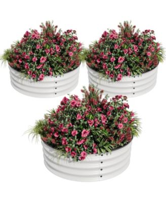 Round Galvanized Raised Garden Bed 2x1 ft, Metal Planter Box Set, Safe Edge, Rustproof, Outdoor