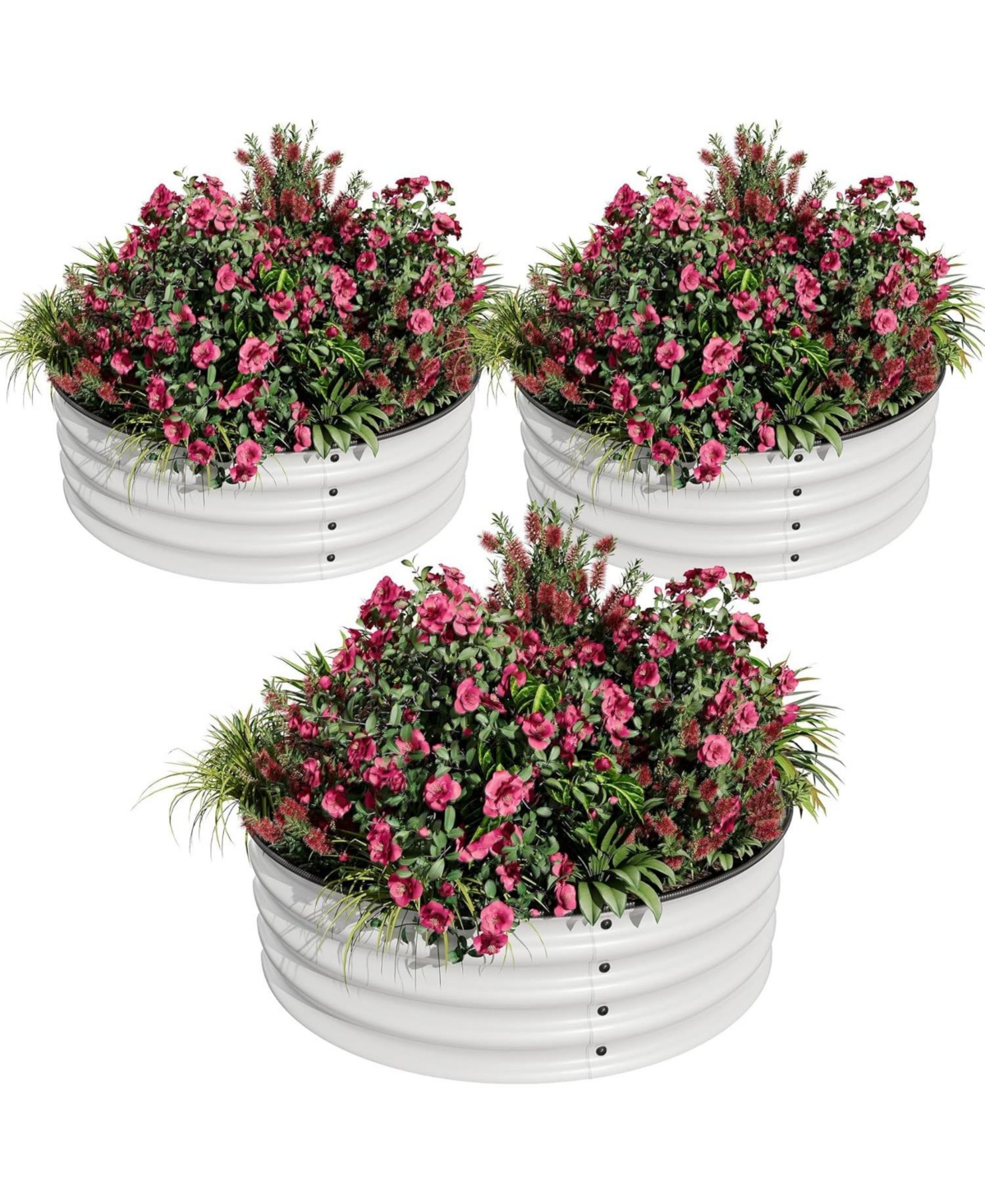 Xo Round Galvanized Raised Garden Bed 2x1 ft, Metal Planter Box Set, Safe Edge, Rustproof, Outdoor