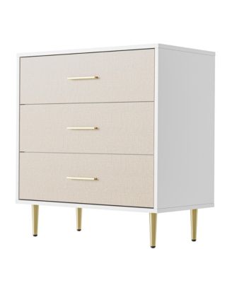 Modern 3-Drawer Dresser, Accent Storage Chest with Handles and Metal Legs for Bedroom, Living Room, or Entryway