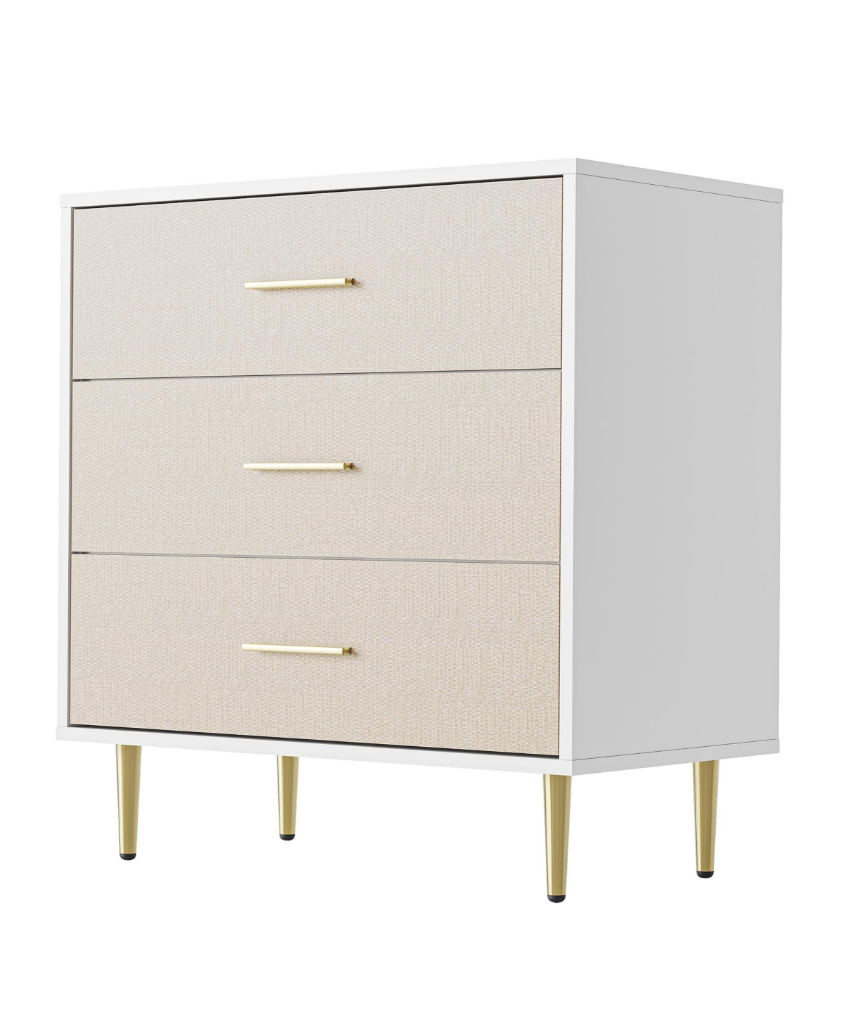 homfan Modern 3-Drawer Dresser, Accent Storage Chest with Handles and Metal Legs for Bedroom, Living Room, or Entryway