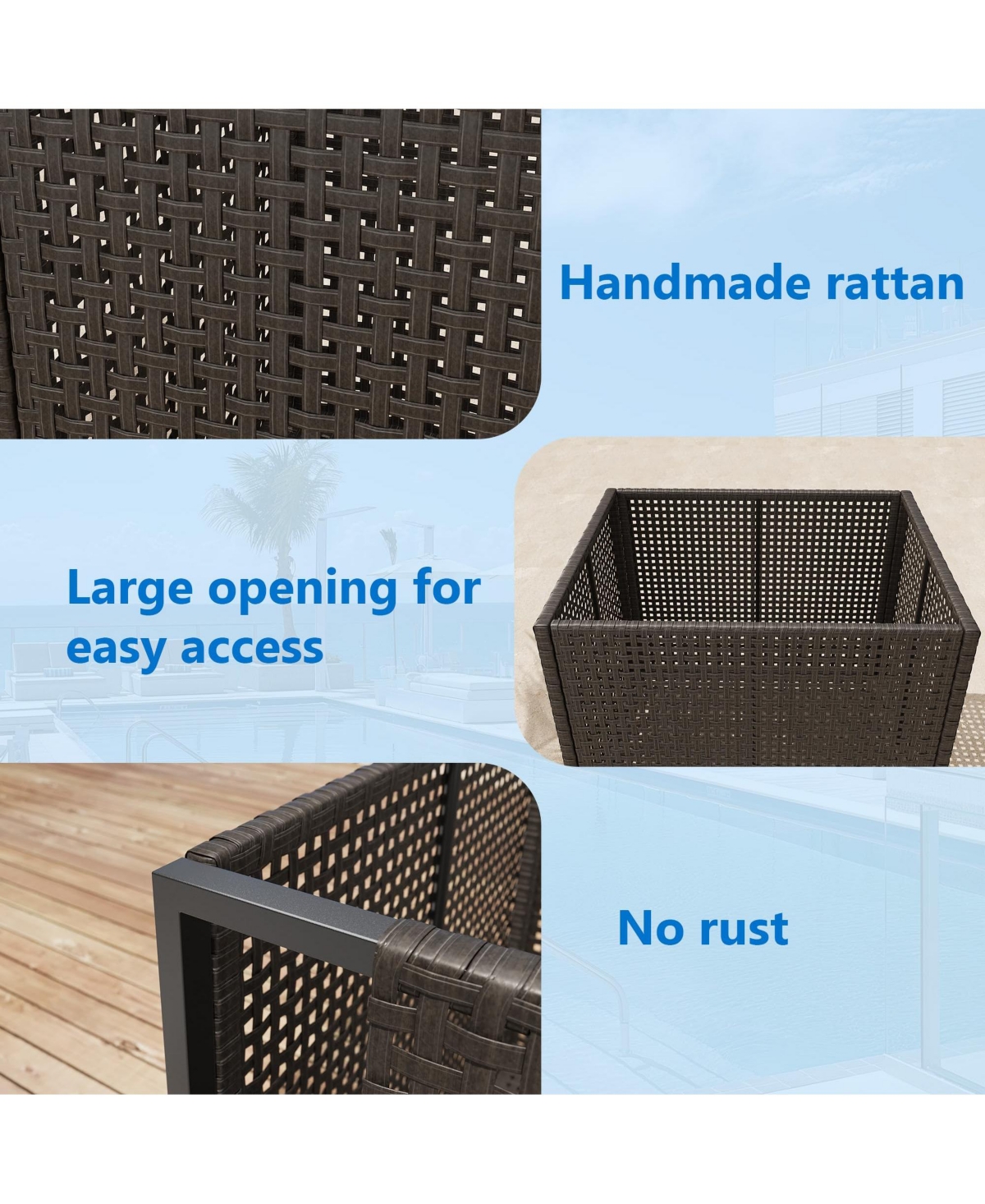 homfan Pool Float Storage Organizer with Wheels, Large Outdoor Mesh Rolling Cart for Noodles, Toys, Floats