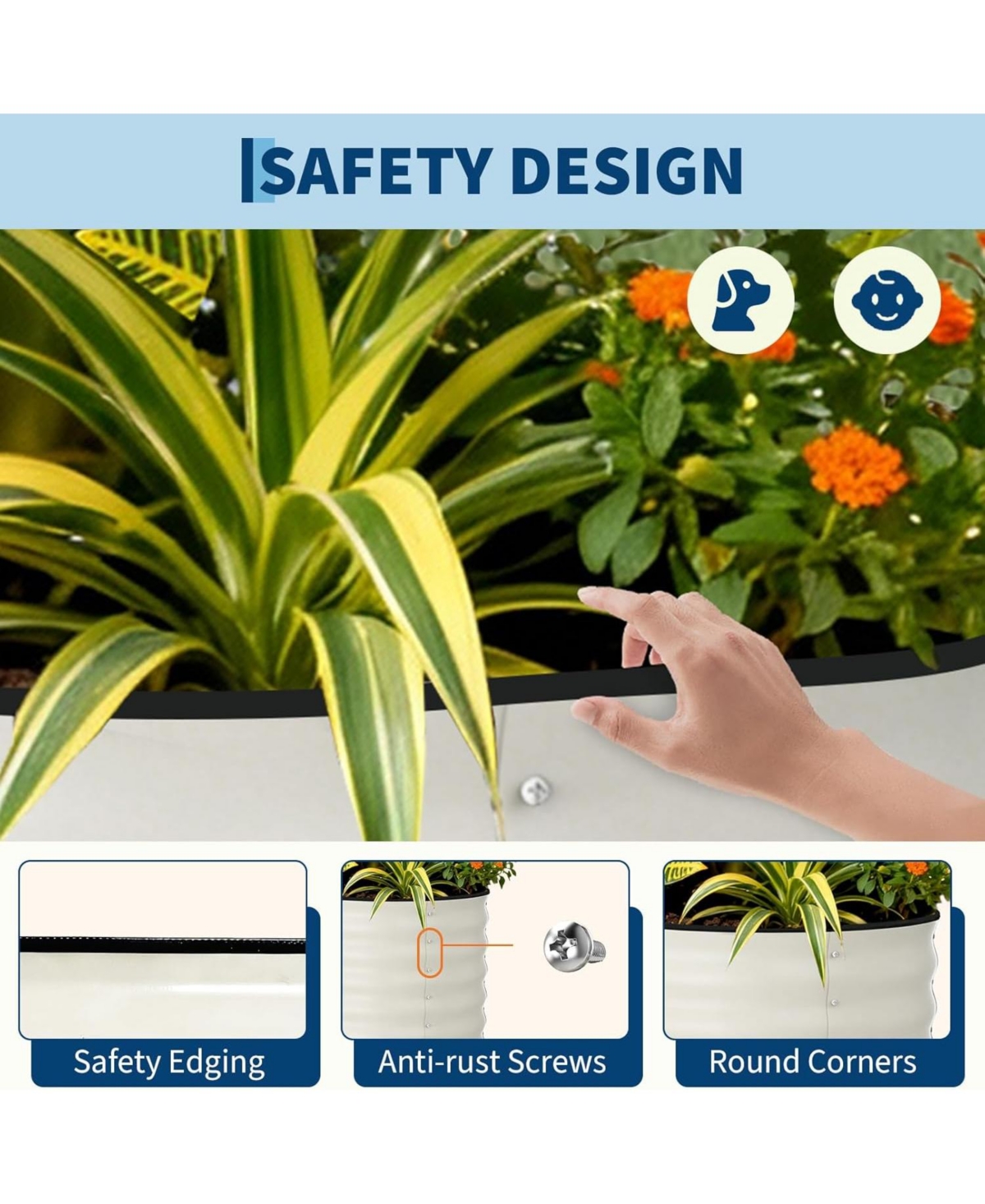 Xo 8x4x2FT Galvanized Raised Garden Bed, Metal Planter Box for Vegetables Flowers Herbs