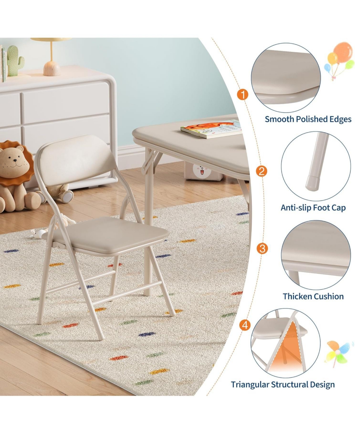 homfan Piece Folding Kids Chairs Set, Children Activity Chairs Set for Dining Room,Daycare,Classrooms(No Table