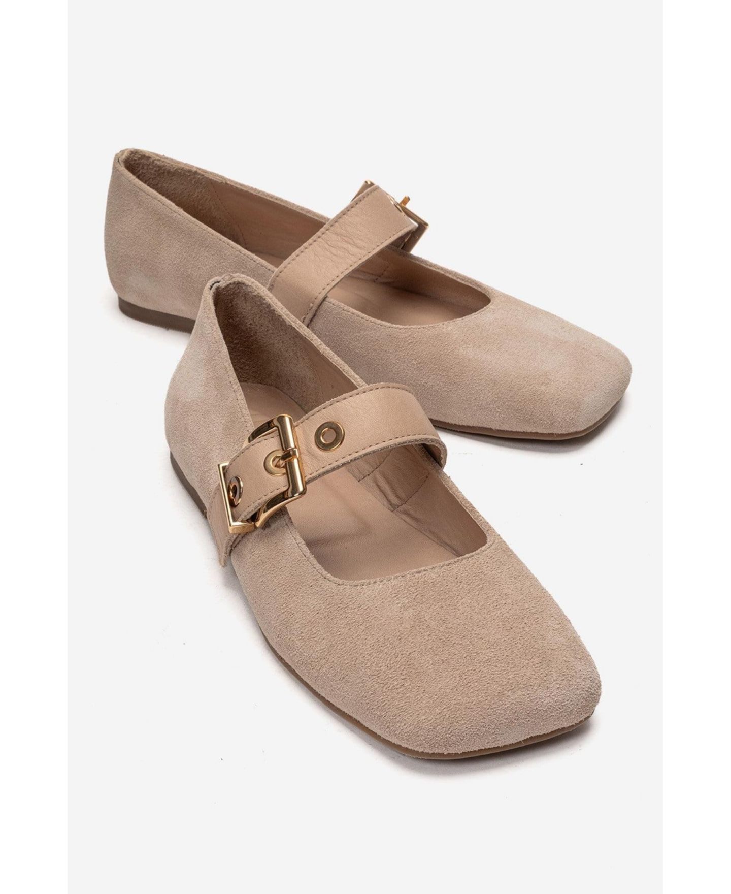 Женские кожаные балетки Forever & Always Shoes Jonas, цвет: Бежевый замшевый — фото 4