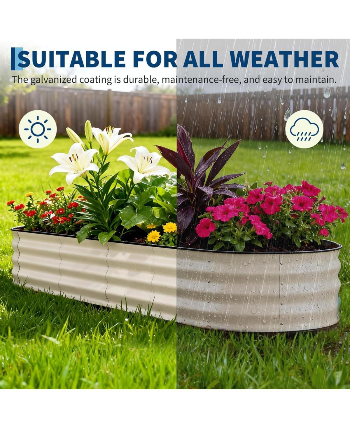 Xo 2-Pack 8x2x1.5FT Galvanized Raised Garden Bed, Metal Planter Boxes for Vegetables Flowers Herbs