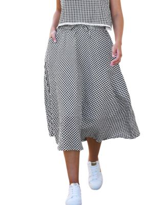 Women's Gingham Cotton Midi Skirt