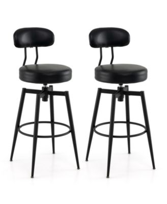 Swivel Barstools Faux Leather Bar Height Chairs with Upholstered Seat Back