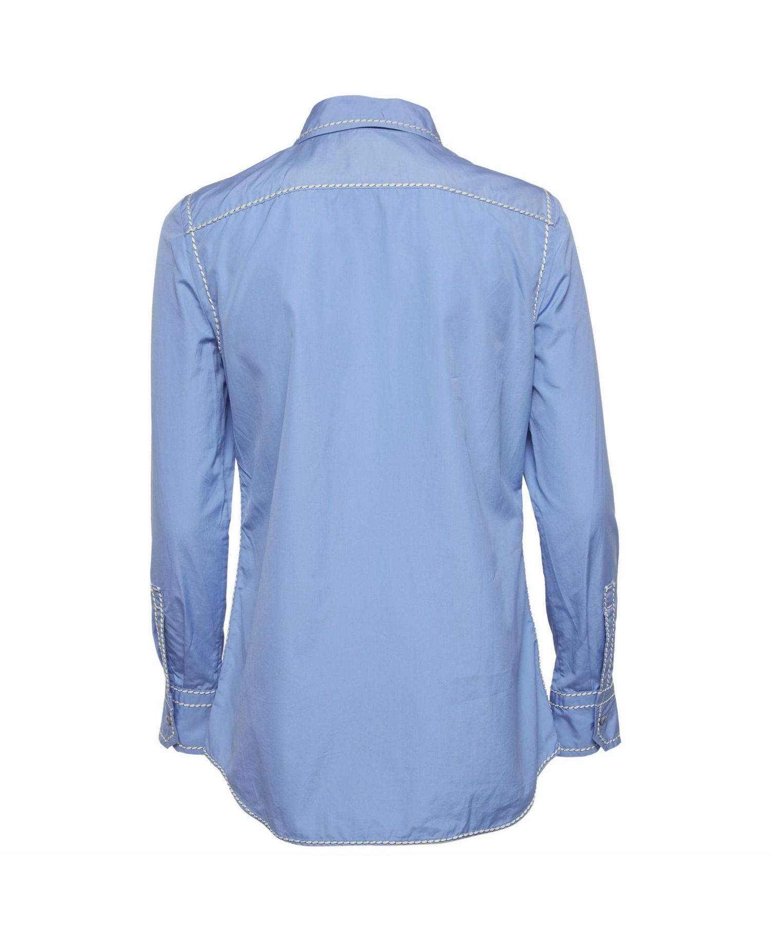 Women's Contrast Stitch Cotton Button-Down Shirt