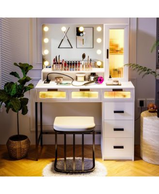 Vanity Desk with Hollywood Mirror and LED Lights