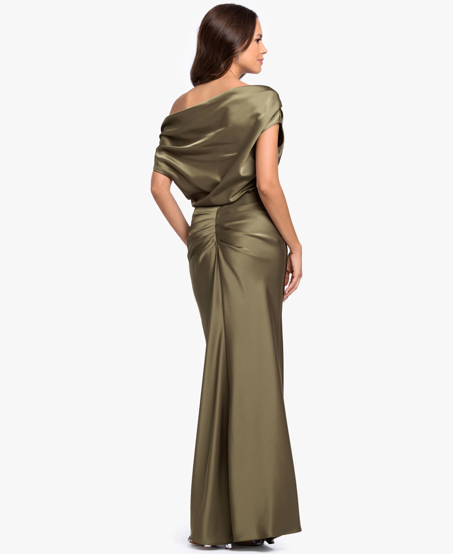 Women's Long Double Satin One-Shoulder Column Gown